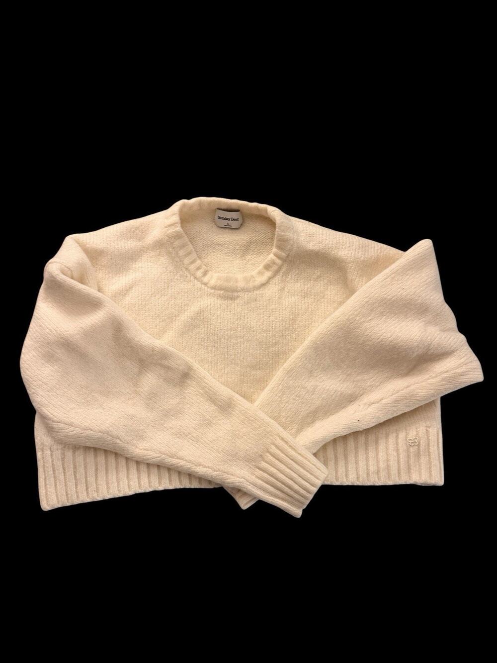 Sunday Best by Aritzia Peggy Cropped Merino Wool Sweater – Cream Size Medium